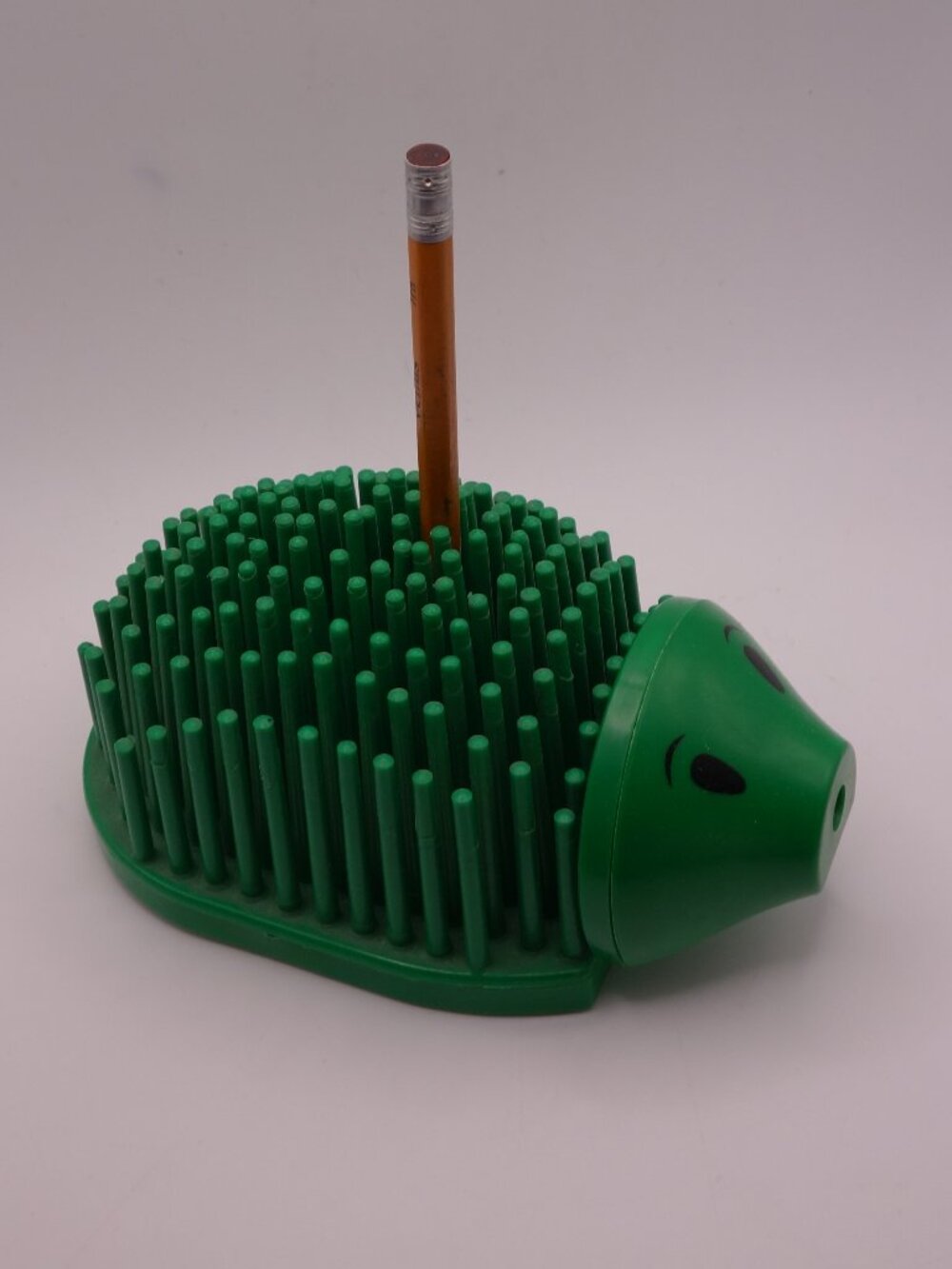 Vintage Green Hedgehog Pencil Holder Sharpener Hong Kong Desk Accessory